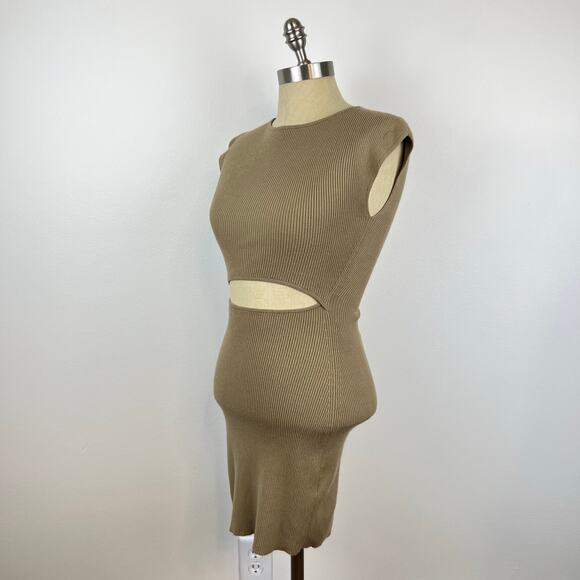 Aritzia Wilfred Free Cut-Out Knit Mini Dress in Olive/Khaki (Sz XXS) - Picture 11 of 15